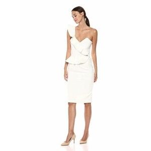 Bardot Womens Dress Size 38 US 6 Ivory Camellia One Shoulder Sheath Cocktail